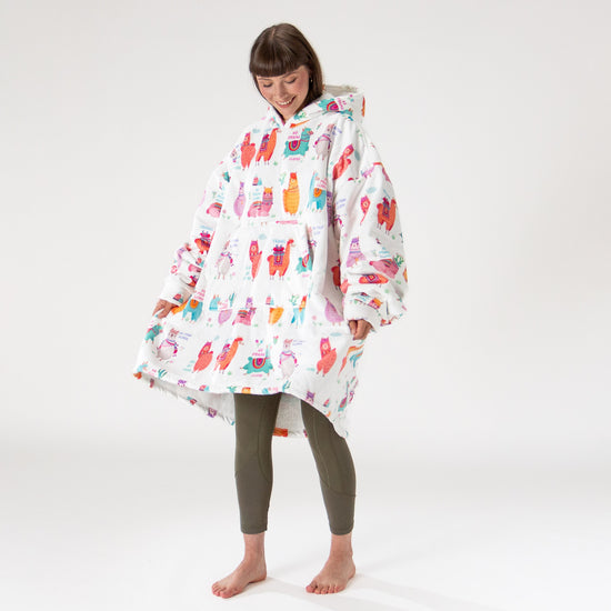 Oversized Hoodie Blanket Sweatshirt for Men or Women - Minky Llama 04