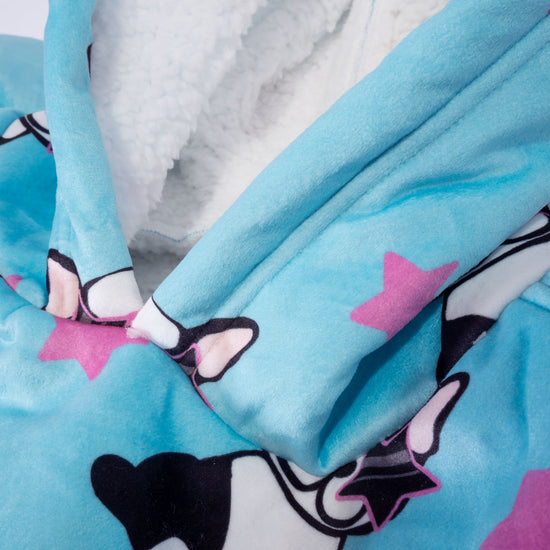 Oversized Hoodie Blanket Sweatshirt for Men or Women - Minky Pug 06