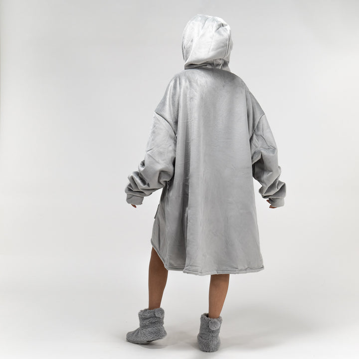 Oversized Zip Up Hoodie Blanket Sweatshirt for Men or Women - Minky Grey 03
