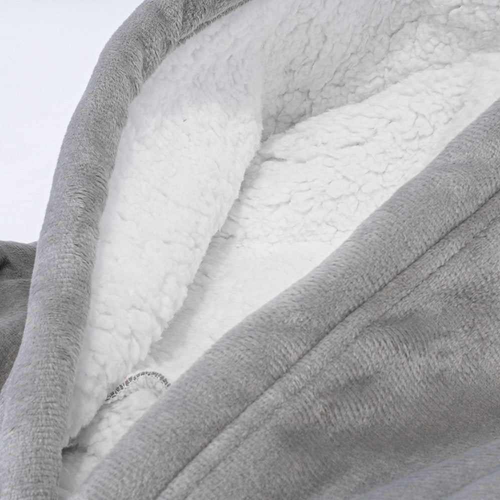Oversized Zip Up Hoodie Blanket Sweatshirt for Men or Women - Minky Grey 01
