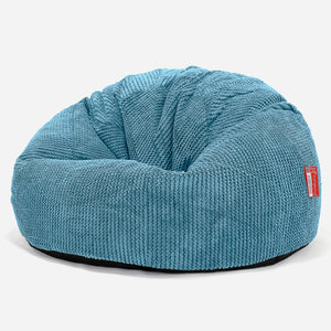 CloudSac Kids Memory Foam Giant Children's Bean Bag 2-12 yr - Pom Pom Aegean Blue