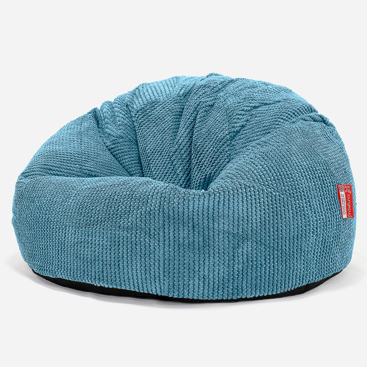 CloudSac Kids' Memory Foam Giant Children's Bean Bag 2-12 yr - Pom Pom Aegean Blue 01