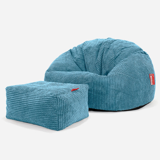 Classic Bean Bag Chair - Pom Pom Aegean Blue 02