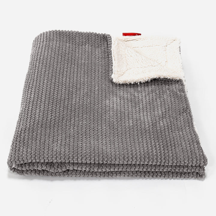 Sherpa Throw / Blanket - Pom Pom Charcoal Grey 01