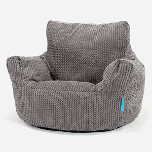 Kids Armchair Bean Bag for Toddlers 1-3 yr - Pom Pom Charcoal Grey
