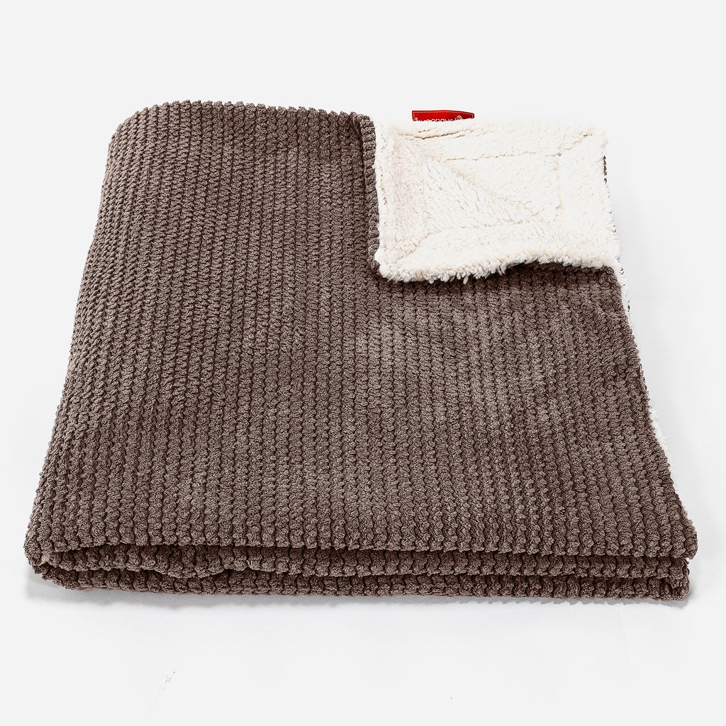 Sherpa Throw / Blanket - Pom Pom Chocolate Brown 01