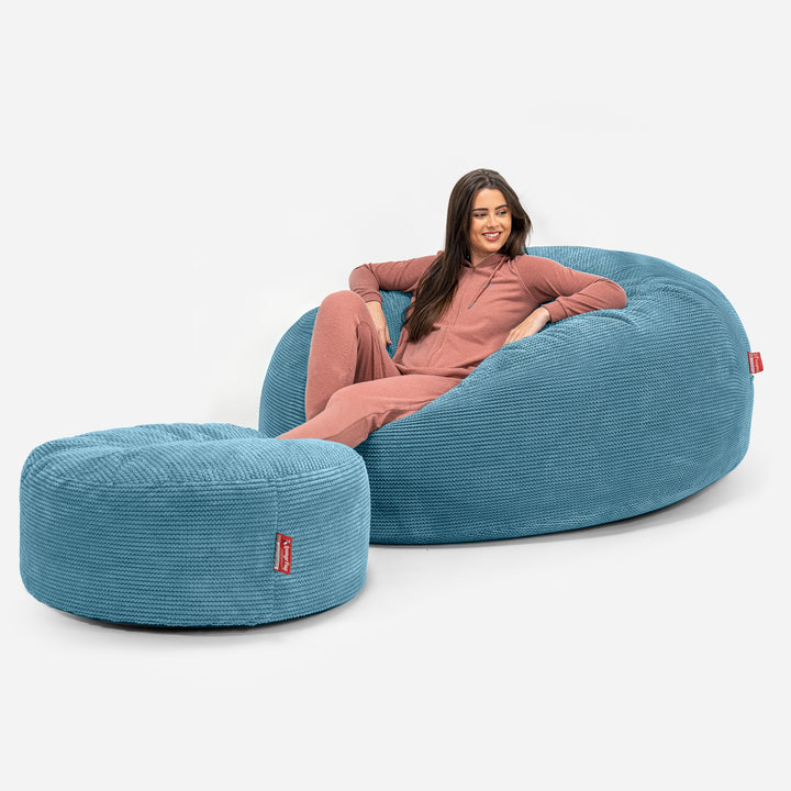 Mega Mammoth Bean Bag Sofa - Pom Pom Aegean Blue 02