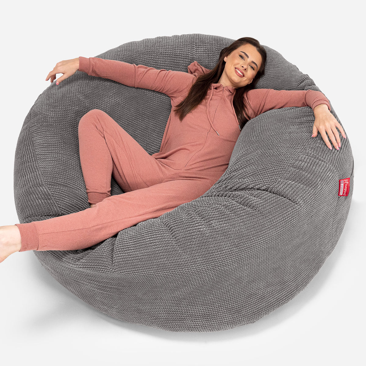 Mega Mammoth Bean Bag Sofa Pom Pom Charcoal Grey