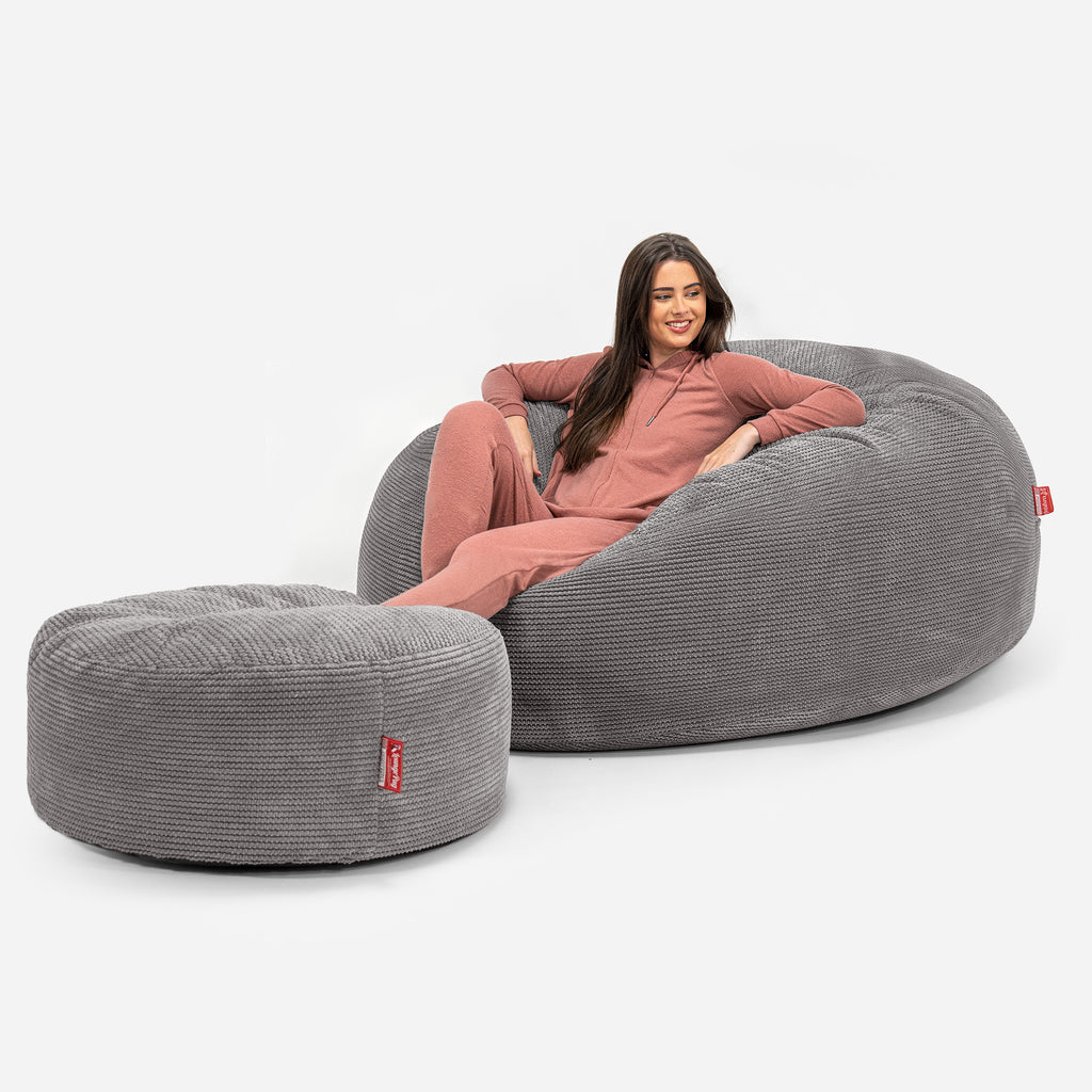 Mega Mammoth Bean Bag Sofa - Pom Pom Charcoal Grey 02
