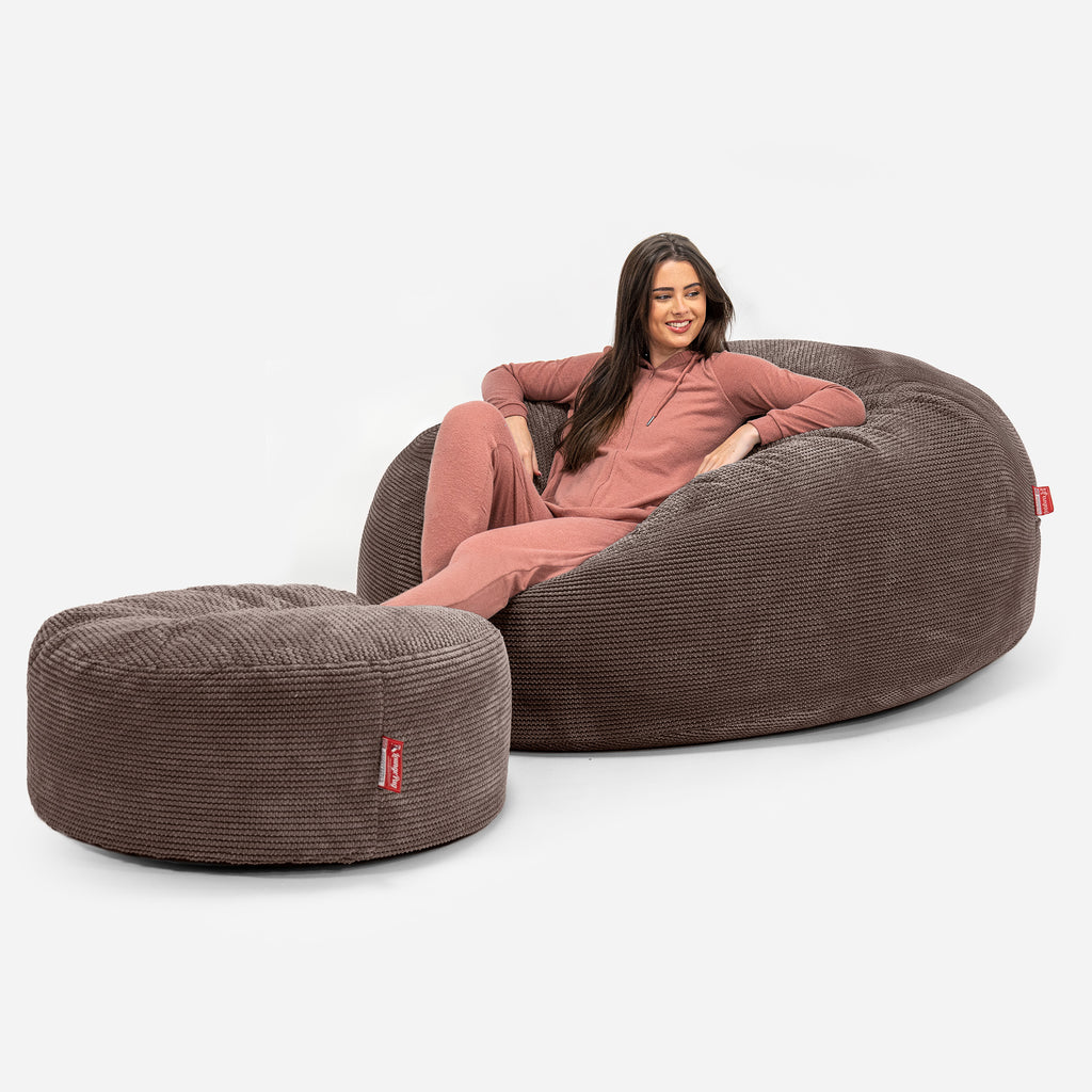 Mega Mammoth Bean Bag Sofa - Pom Pom Chocolate Brown 02