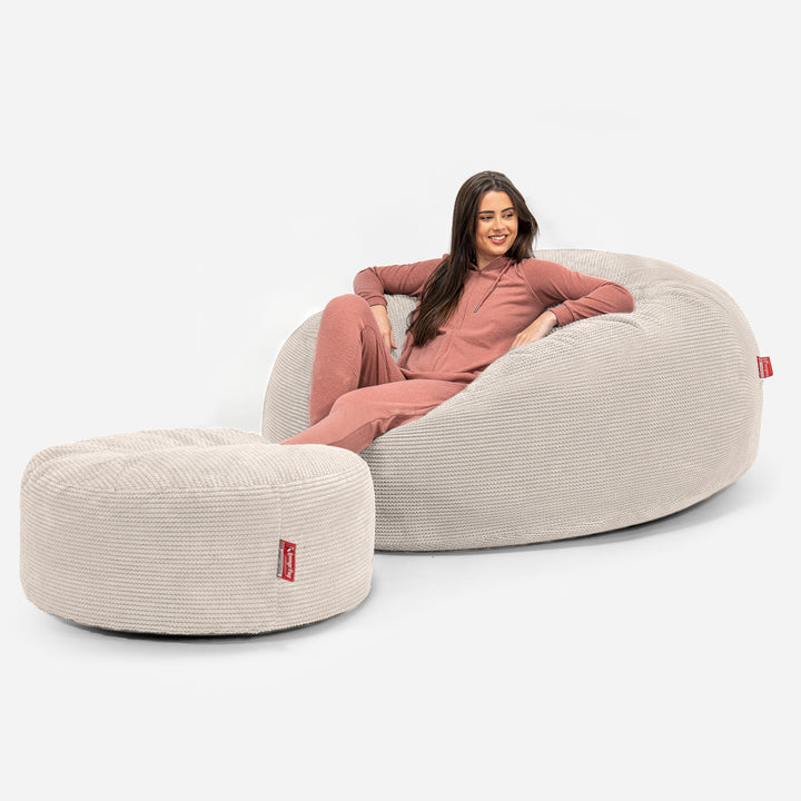 Mega Mammoth Bean Bag Sofa - Pom Pom Ivory 02