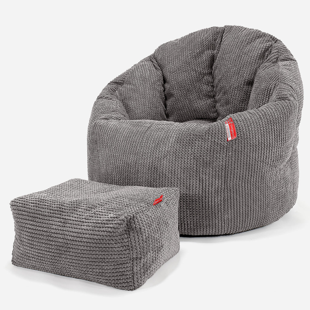 Cuddle Up Beanbag Chair - Pom Pom Charcoal Grey 02