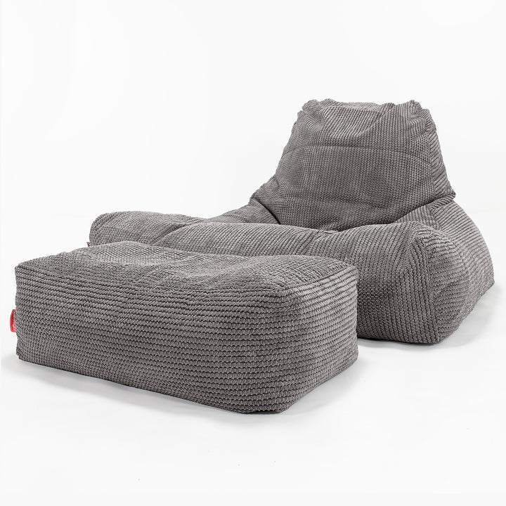 Mega Lounger Bean Bag - Pom Pom Charcoal Grey 02