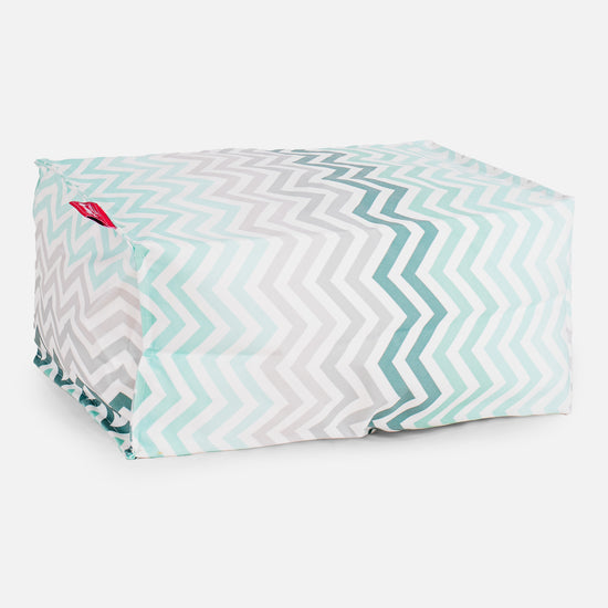 Small Footstool - Geo Print Chevron Teal 01