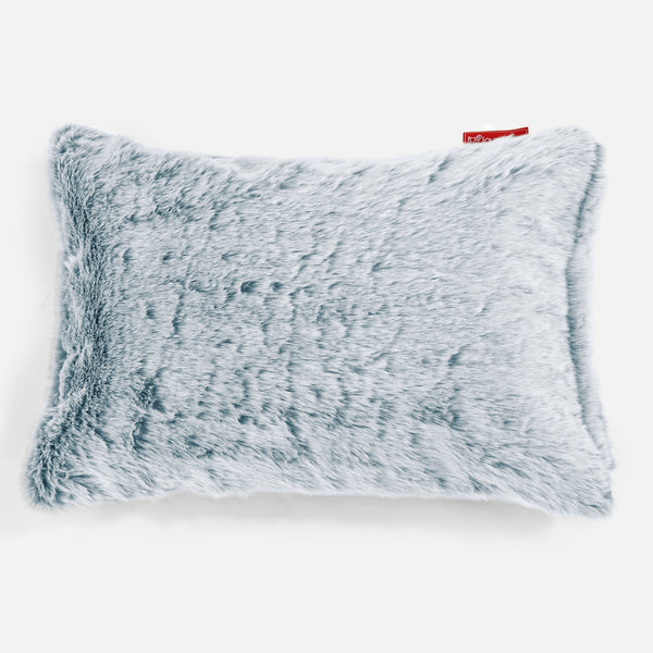 Rectangular Scatter Cushion 35 x 50cm - Faux Rabbit Fur Dusty Blue 01