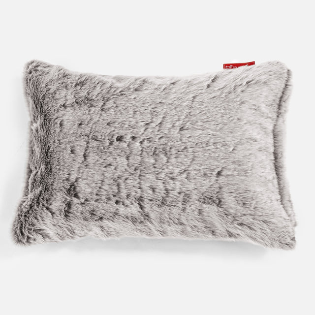 Rectangular Scatter Cushion 35 x 50cm - Faux Rabbit Fur Light Grey 01