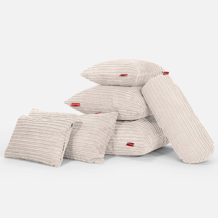 Round Scatter Cushion 50cm - Cord Ivory 03