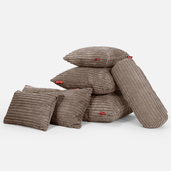 Scatter Cushion Cover 47 x 47cm - Cord Mocha Brown Fabric Close-up Image
