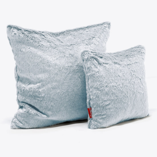 Scatter Cushion 47 x 47cm - Faux Rabbit Fur Dusty Blue 02