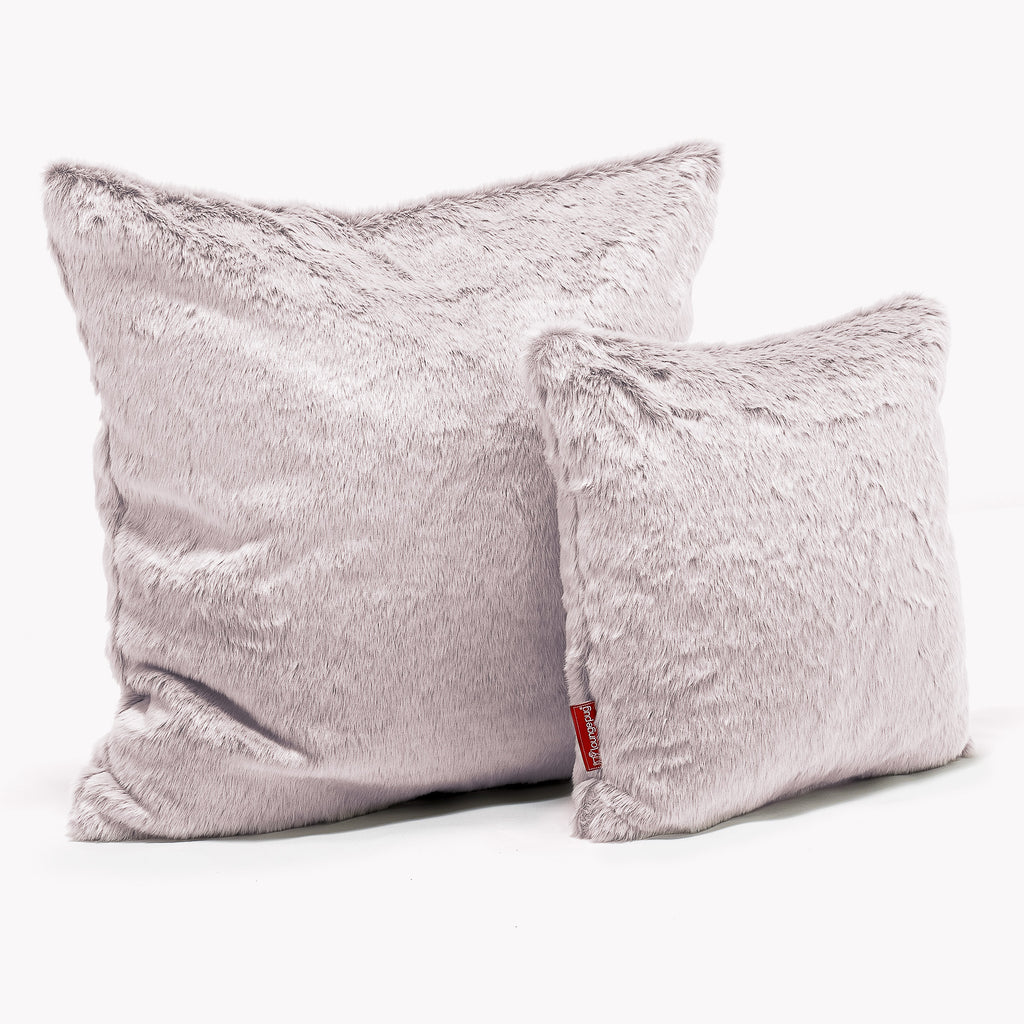 Scatter Cushion 47 x 47cm - Faux Rabbit Fur Dusty Pink 02