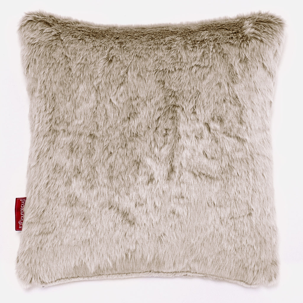 Scatter Cushion 47 x 47cm - Faux Rabbit Fur Golden Brown 01