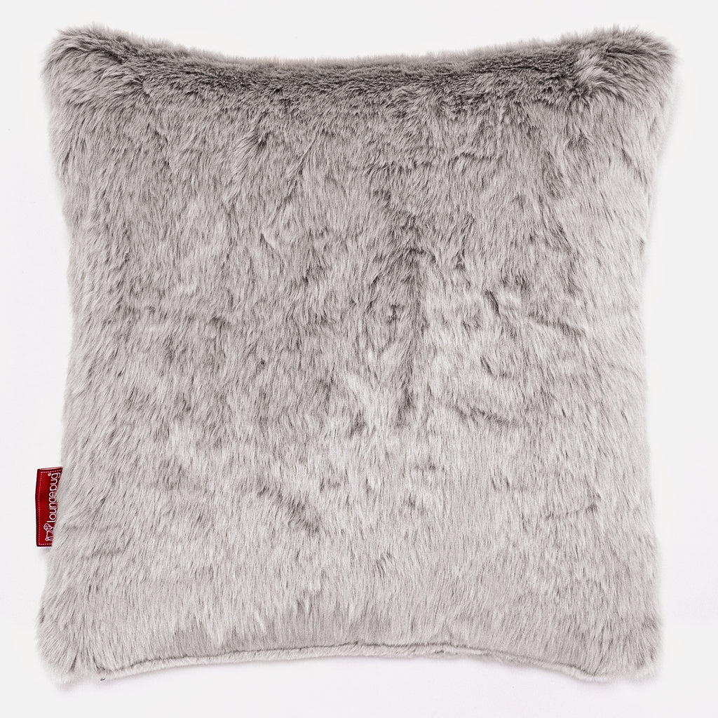 Scatter Cushion 47 x 47cm - Faux Rabbit Fur Light Grey 01