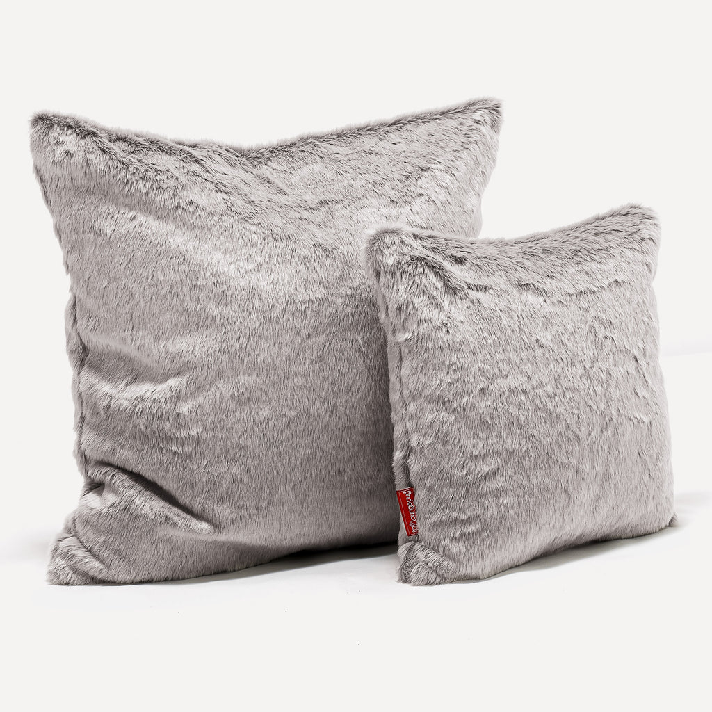 Scatter Cushion 47 x 47cm - Faux Rabbit Fur Light Grey 02