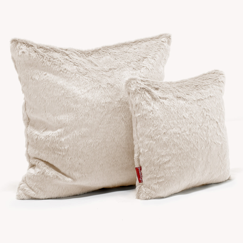 Scatter Cushion 47 x 47cm - Faux Rabbit Fur White 02