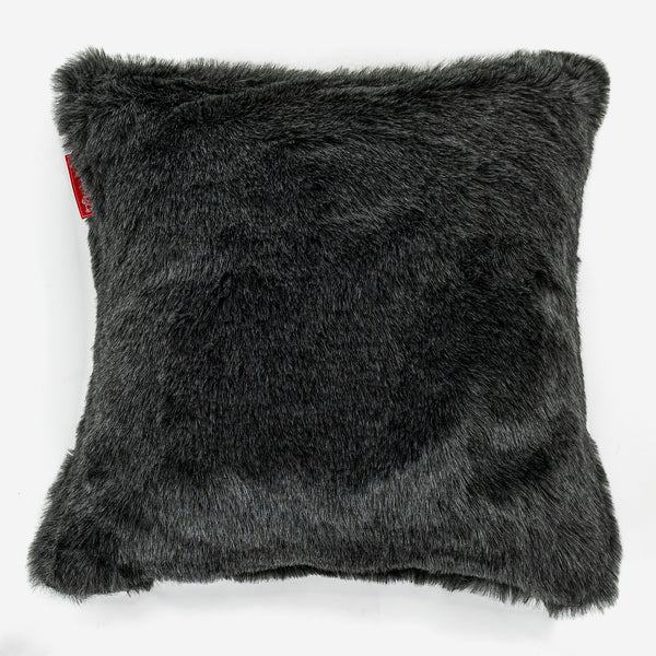 Decorative Cushion 47 x 47cm - Faux Fur Sheepskin Black 01