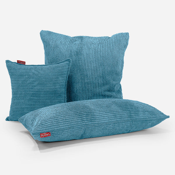 Scatter Cushion Cover 47 x 47cm - Pom Pom Aegean Blue Fabric Close-up Image