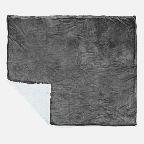 Sherpa Throw / Blanket - Fleece Grey 01