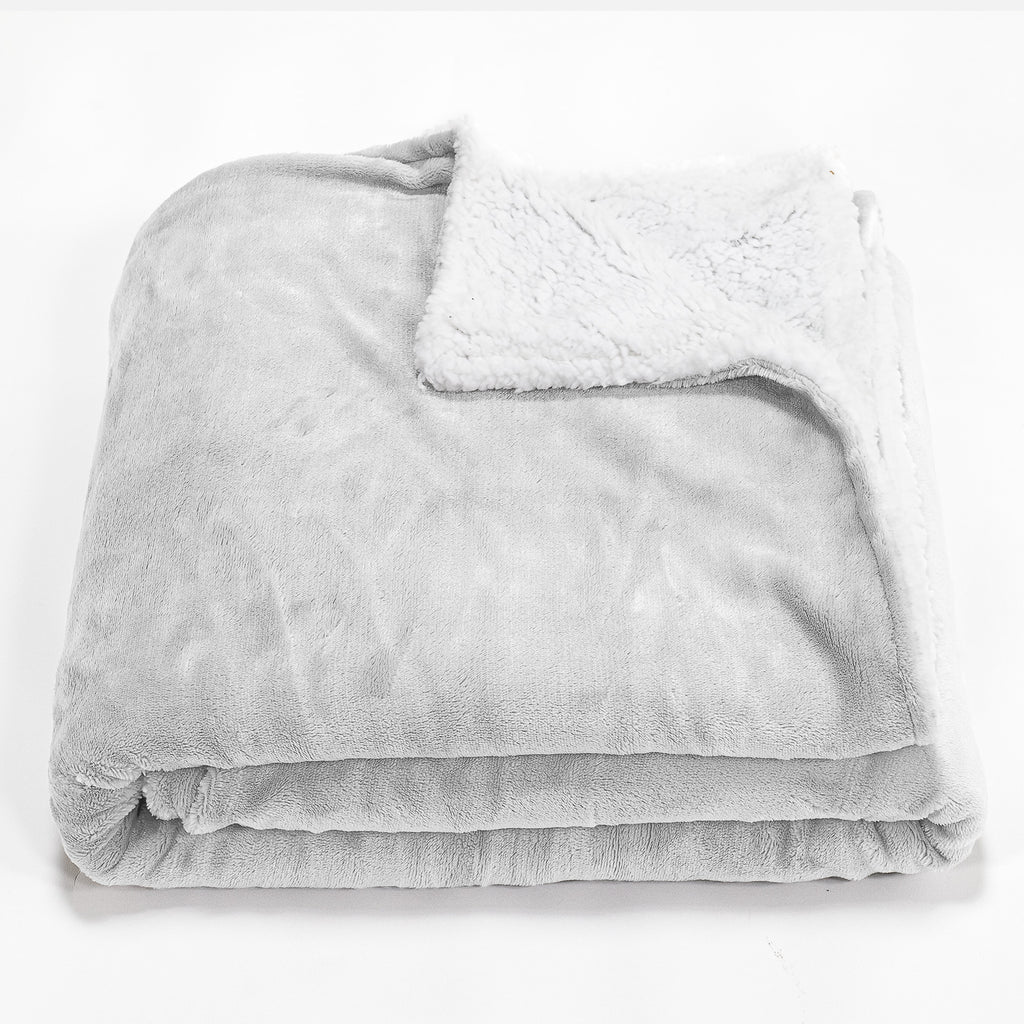 Sherpa Throw / Blanket - Fleece Light Grey 01