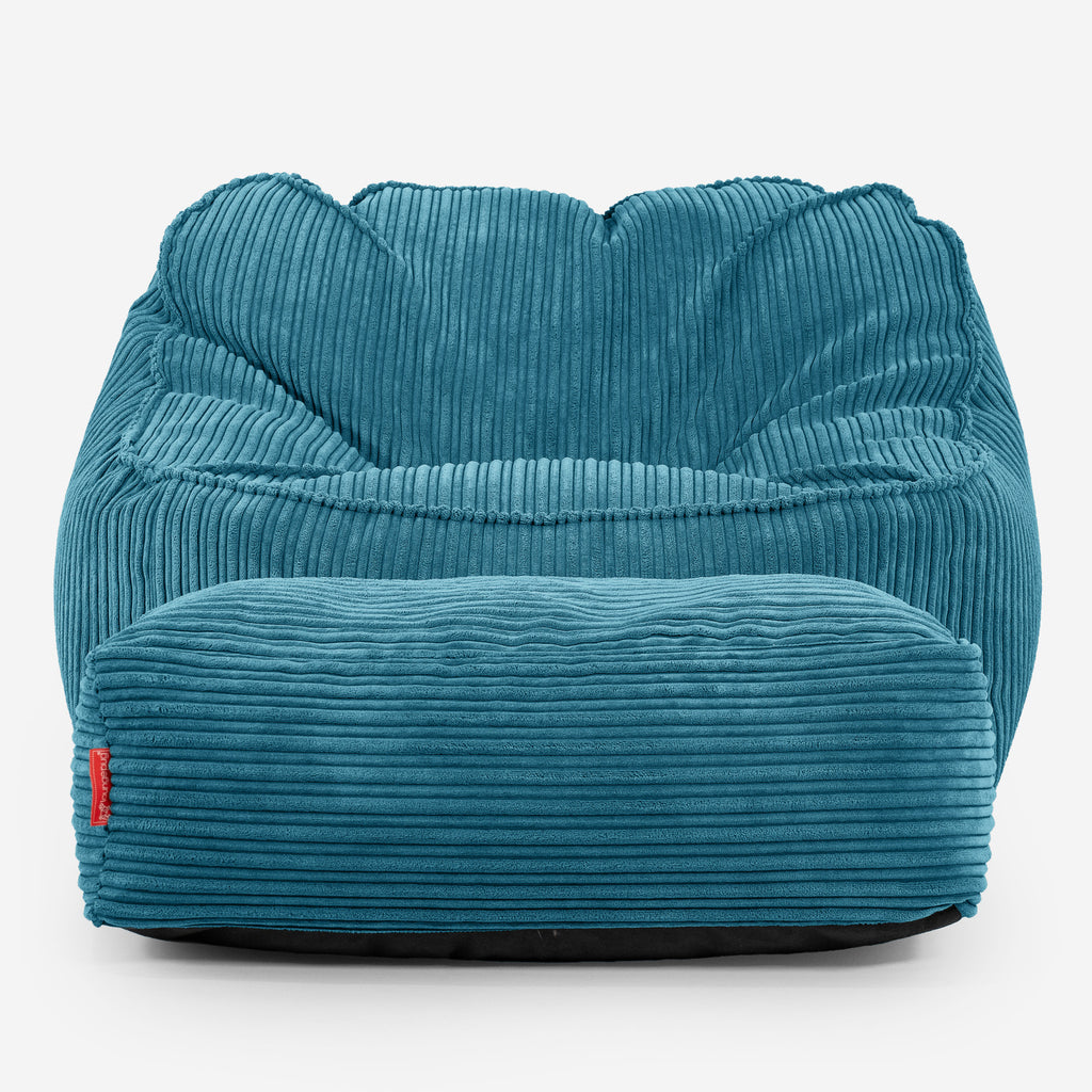 Sloucher Bean Bag Chair - Cord Aegean Blue 02