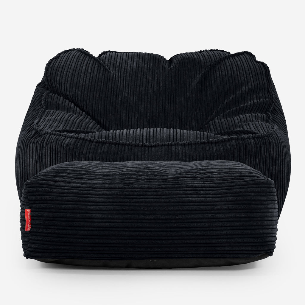 Sloucher Bean Bag Chair - Cord Black 02