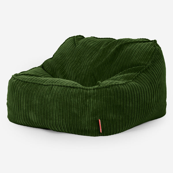 Sloucher Bean Bag Chair - Cord Forest Green 03