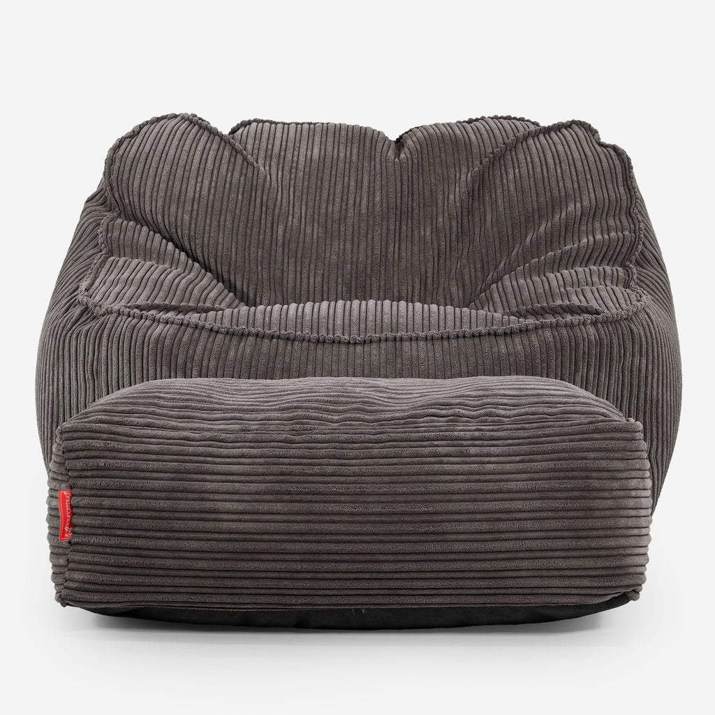 Sloucher Bean Bag Chair - Cord Graphite Grey 02