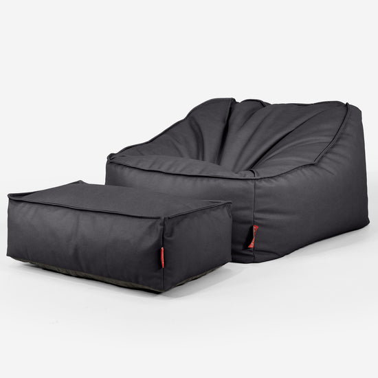 Sloucher Bean Bag Chair - Vegan Leather Black 02