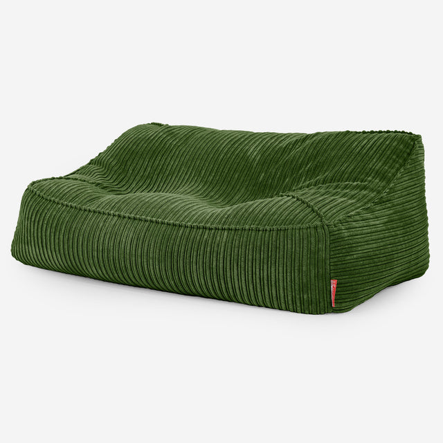 Sloucher Bean Bag Sofa - Cord Forest Green 03