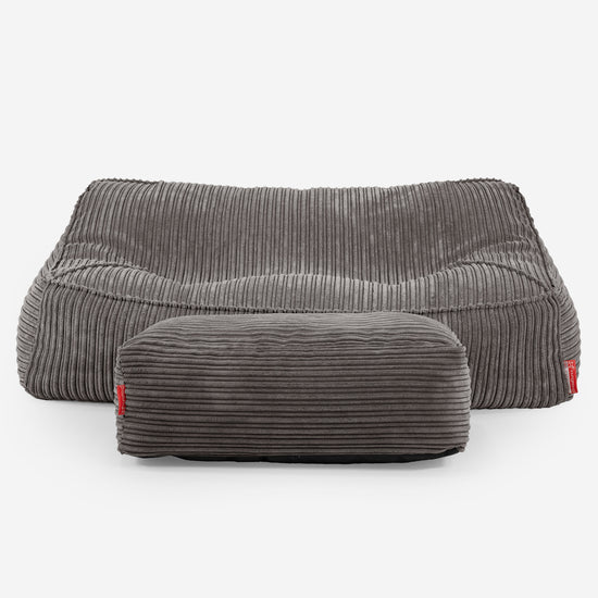 Sloucher Bean Bag Sofa - Cord Graphite Grey 02