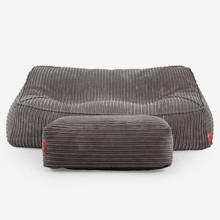 Sloucher Bean Bag Sofa - Cord Graphite Grey 02