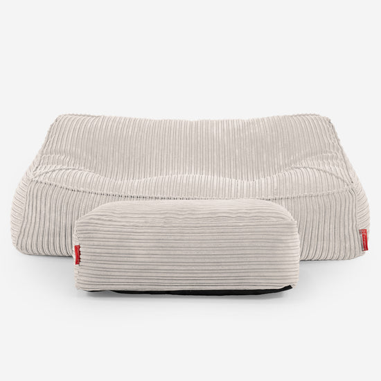 Sloucher Bean Bag Sofa - Cord Ivory 02