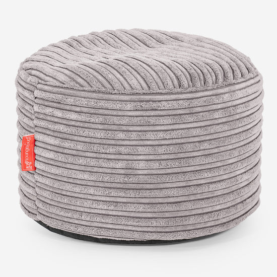 Small Round Footstool - Cord Aluminium Silver 01