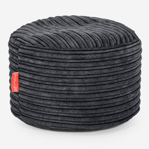 Small Round Footstool - Cord Black 01