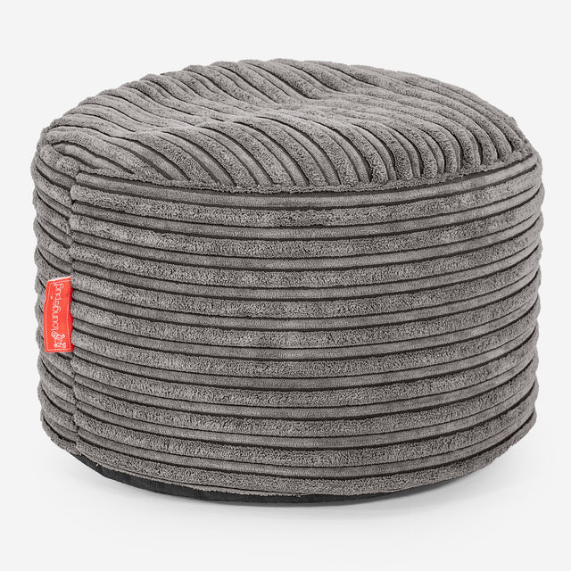 Small Round Footstool - Cord Graphite Grey 01