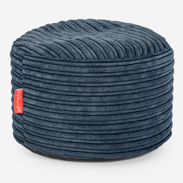 Small Round Footstool - Cord Navy Blue 01
