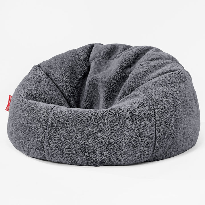 Classic Bean Bag Chair - Teddy Faux Fur Dark Grey 01