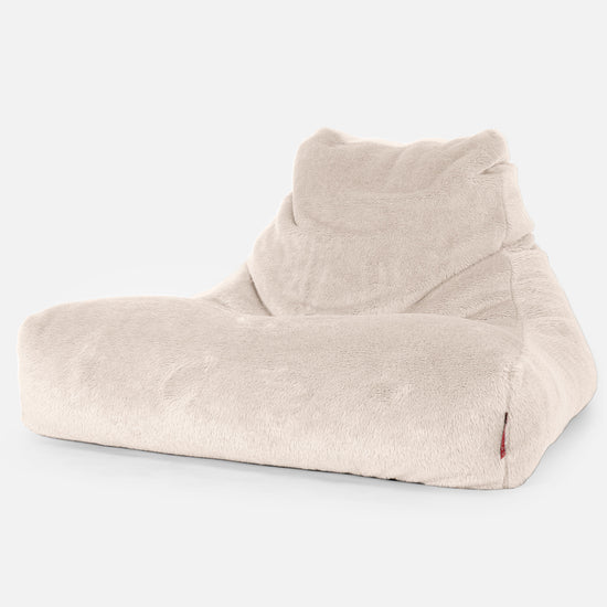 Mega Lounger Bean Bag - Teddy Faux Fur Cream 01