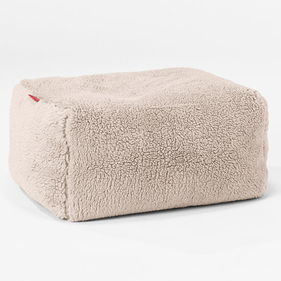 Small Footstool - Teddy Faux Fur Mink 01