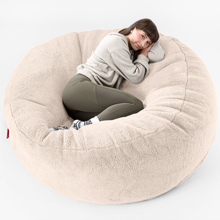 Mega Mammoth Bean Bag Sofa - Teddy Faux Fur Cream 01