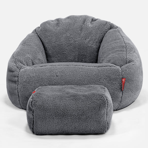 Bubble Bean Bag Chair - Teddy Fur Dark Grey 01